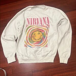 NIRVANA Pink and White Crewneck Sweater